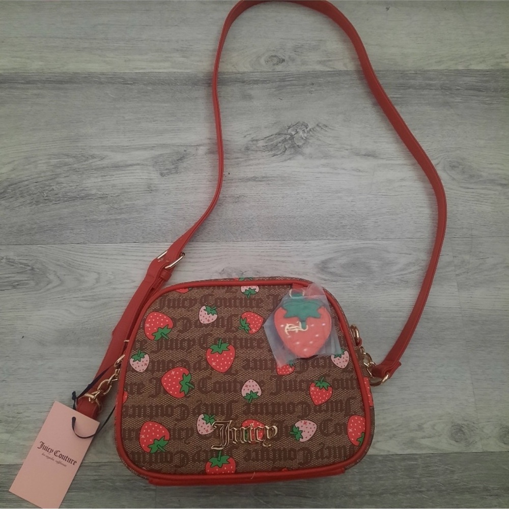 Juicy Couture Brown and Red Strawberry Crossbody Bag